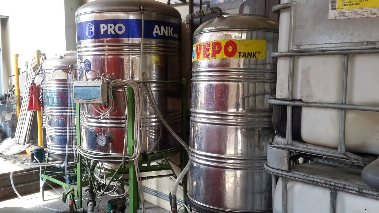 Stainless steel process tanks at the large diesel plant in Semarang, Indonesia